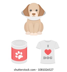 Pet dog cartoon icons in set collection for design. Caring for the puppy vector symbol stock web illustration.