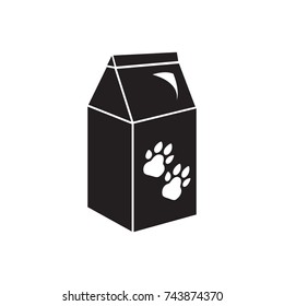 Pet dog or cat food vector icon with paws on package