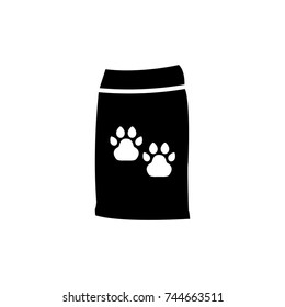Pet dog or cat food vector icon with paws on package