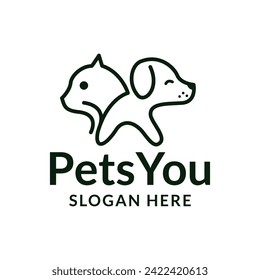 pet dog cat logo design vector template