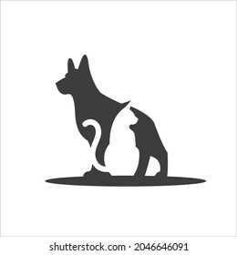 pet dog and cat silhouette logo icon 