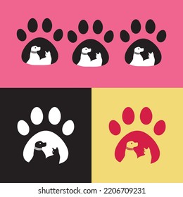 Pet dog and cat vector logo design 