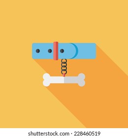 Pet dog chains flat icon with long shadow,eps10