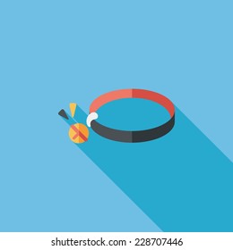 Pet dog chains flat icon with long shadow,eps10