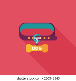 Pet dog chains flat icon with long shadow,eps10