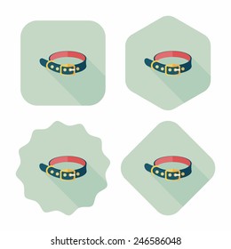 Pet dog chains flat icon with long shadow,eps10