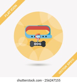 Pet dog chains flat icon with long shadow,eps10