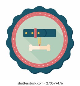 Pet dog chains flat icon with long shadow,eps10