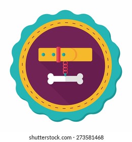 Pet dog chains flat icon with long shadow,eps10