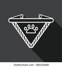 Pet dog chains flat icon with long shadow, line icon