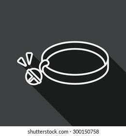 Pet dog chains flat icon with long shadow, line icon