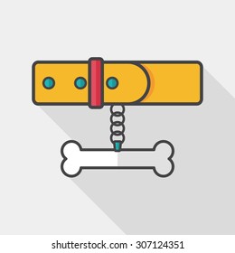 Pet dog chains flat icon with long shadow,eps10