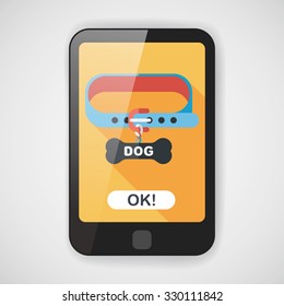 Pet dog chains flat icon with long shadow,eps10