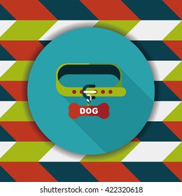 Pet dog chains flat icon with long shadow,eps10