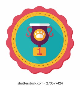 Pet dog champion flat icon with long shadow, eps10
