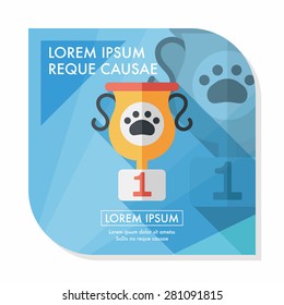 Pet dog champion flat icon with long shadow, eps10