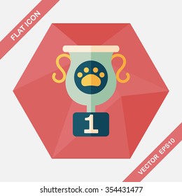 Pet dog champion flat icon with long shadow, eps10