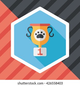 Pet dog champion flat icon with long shadow, eps10