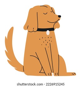 perro mascota con icono plano de cuello aislado
