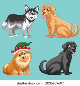 pet dog cute vector set