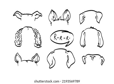 Pet Dog Ears Outline Drawing Doodle Stock Vector (Royalty Free ...