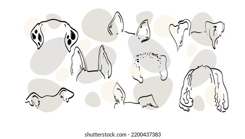 Pet Dog Ears Outline Drawing Doodle Sketh Vector Icon Illustration