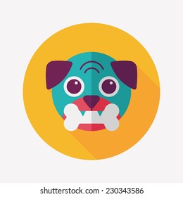 Pet dog flat icon with long shadow,eps10