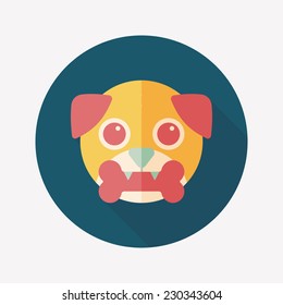 Pet dog flat icon with long shadow,eps10