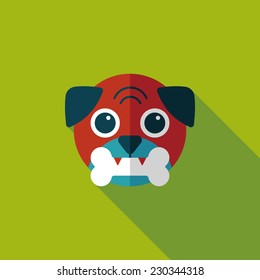 Pet dog flat icon with long shadow,eps10