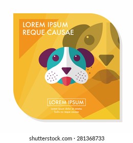 Pet dog flat icon with long shadow, eps10