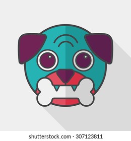 Pet dog flat icon with long shadow,eps10