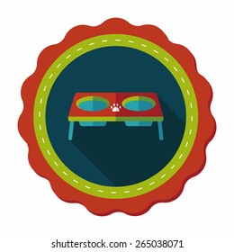 Pet dog food bowl flat icon with long shadow,eps10