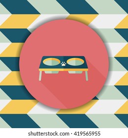 Pet dog food bowl flat icon with long shadow,eps10