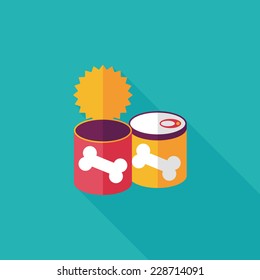 Pet dog food can flat icon with long shadow,eps10