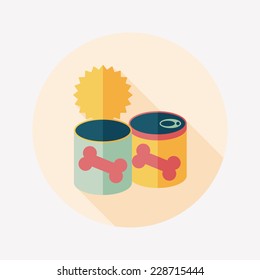Pet dog food can flat icon with long shadow,eps10