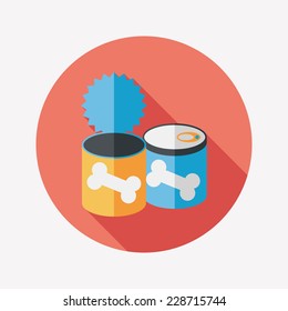 Pet dog food can flat icon with long shadow,eps10