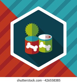 Pet dog food can flat icon with long shadow,eps10