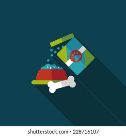 Pet dog food flat icon with long shadow,eps10