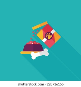Pet dog food flat icon with long shadow,eps10