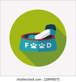 Pet dog food flat icon with long shadow,eps10