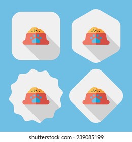 Pet dog food flat icon with long shadow, eps10