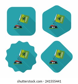 Pet dog food flat icon with long shadow,eps10