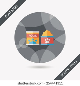 Pet dog food flat icon with long shadow,eps10