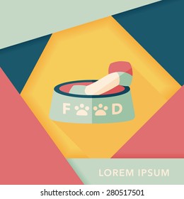 Pet dog food flat icon with long shadow,eps10