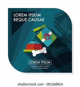 Pet dog food flat icon with long shadow,eps10