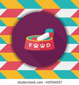 Pet dog food flat icon with long shadow,eps10