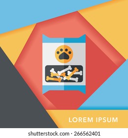 Pet dog food package flat icon with long shadow,eps10