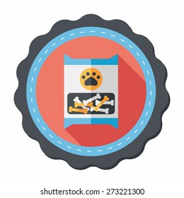 Pet dog food package flat icon with long shadow,eps10