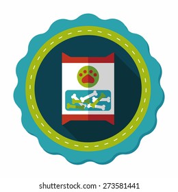 Pet dog food package flat icon with long shadow,eps10