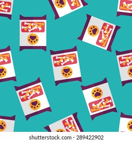 Pet dog food package flat icon,eps10 seamless pattern background